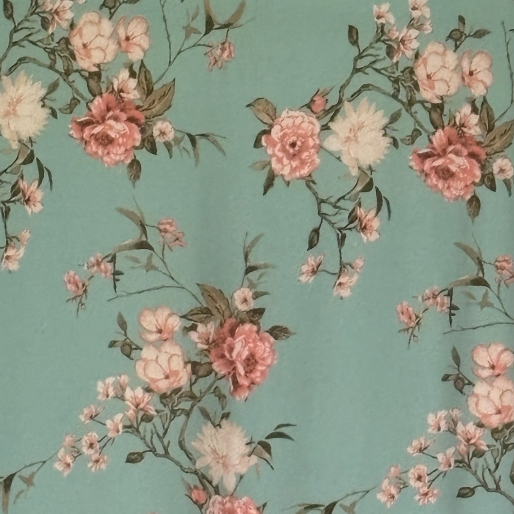 Ilya Long Maxi Dress Mint w/ Floral pattern Short sleeve Faux Wrap Soft Size 1X - Picture 6 of 11
